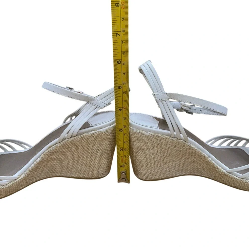 Geox‎ Respira White Leather Wedge Sandals with Rhinestone accent, Women's 6, EUC